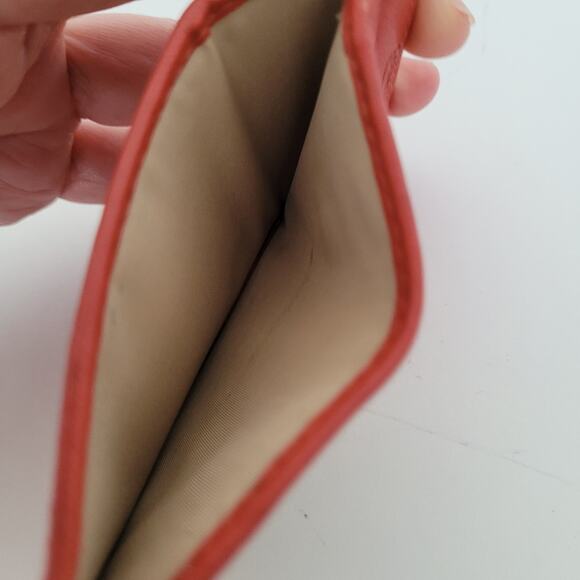 Coach Card Case Wallet Canvas Leather 4x2 Mini Small Red Compact ID Holder Logo - Picture 4 of 8